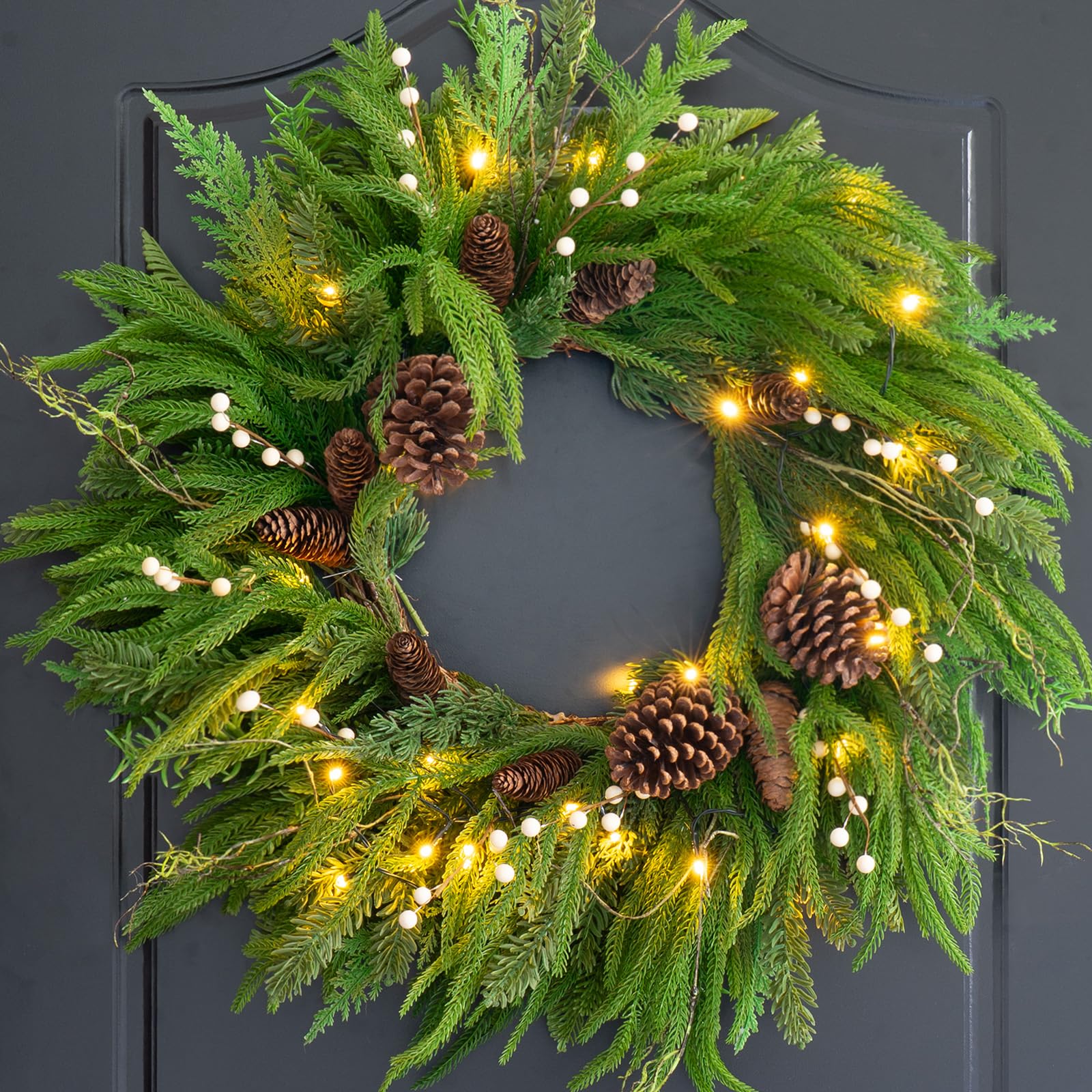 深い森のリース Christmas Wreath Amazon.com: Pinkpuii Prelit Christmas Wreaths for Front Door 24